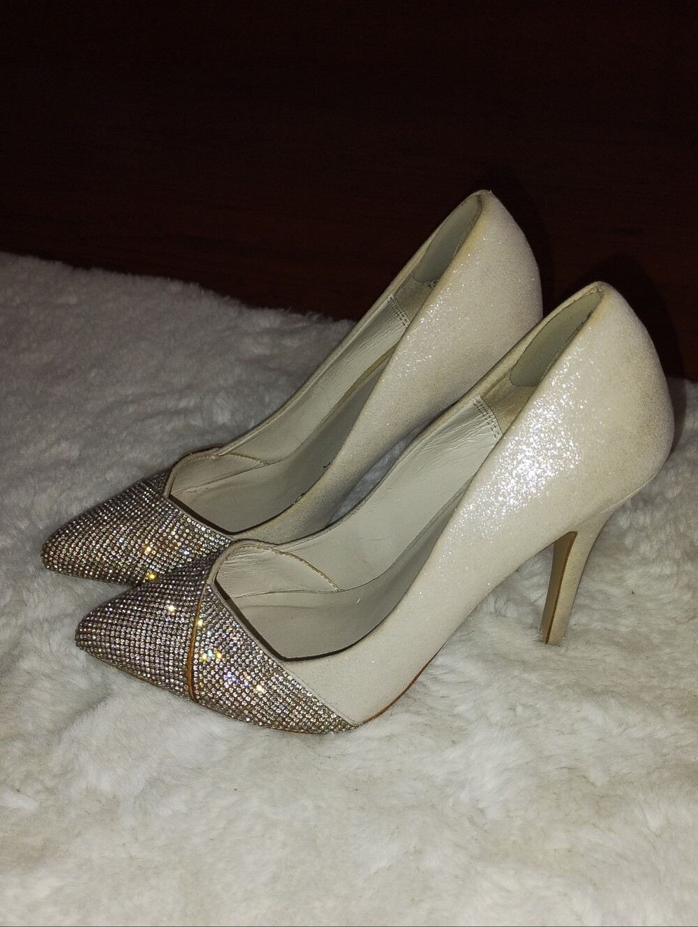 Aldo Champagne Glitter Pointed-Toe Stiletto Pumps